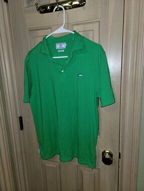 Mens Sz S Souther Tides Bright Kelly Green Polo Shirt Classic Fit
